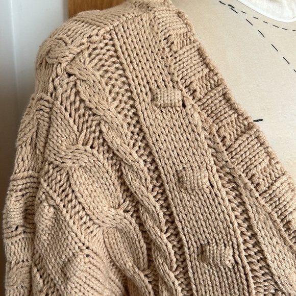 AFRM Bostom Oversized Long Cable Knit Sweater in Sand M/L - Picture 6 of 10